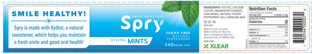 Natural Xylitol Mints by Xlear Peppermint label