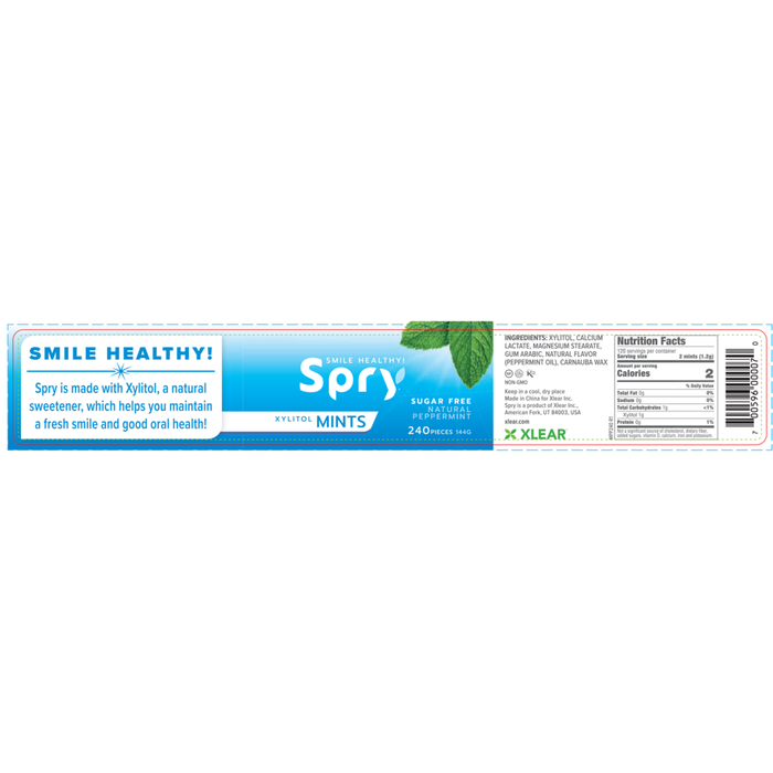 Natural Xylitol Mints by Xlear Peppermint label
