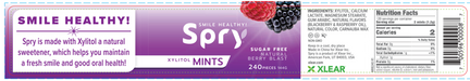 Natural Xylitol Mints by Xlear berry blast label