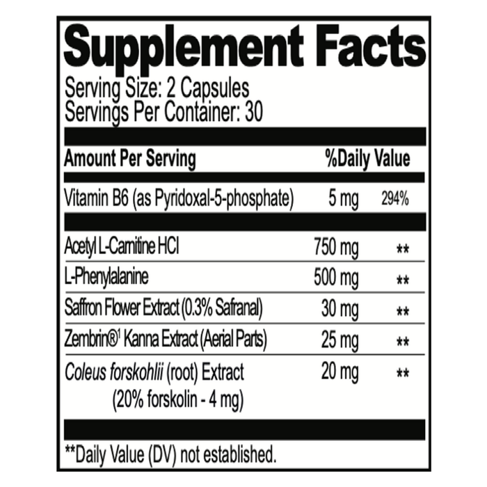 Neurofuel for Focus & Memory 60 Capsules by Natural Stacks supplement facts label
