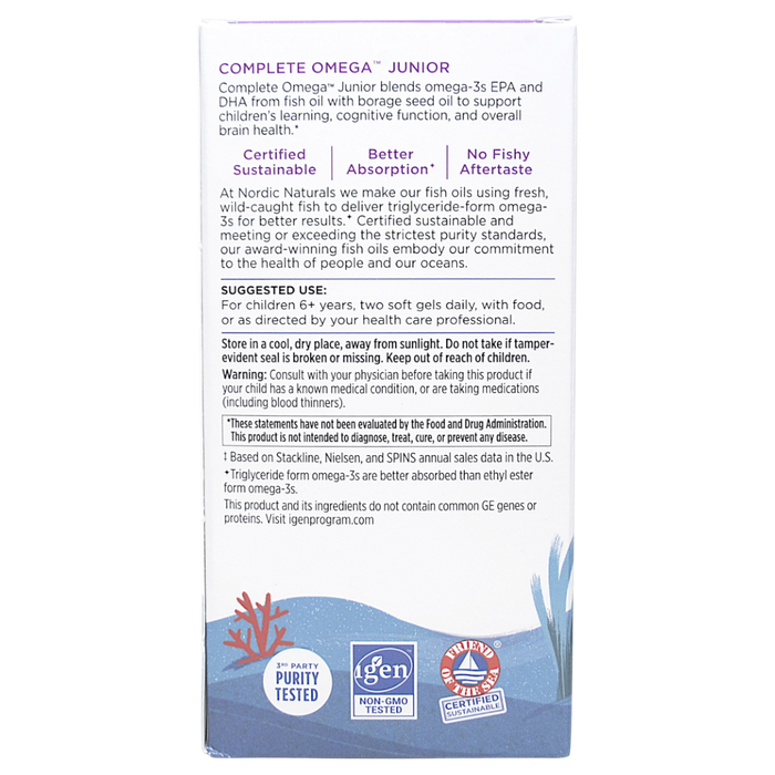 Nordic Naturals' Complete Omega Junior 180 mini softgels Suggested Use