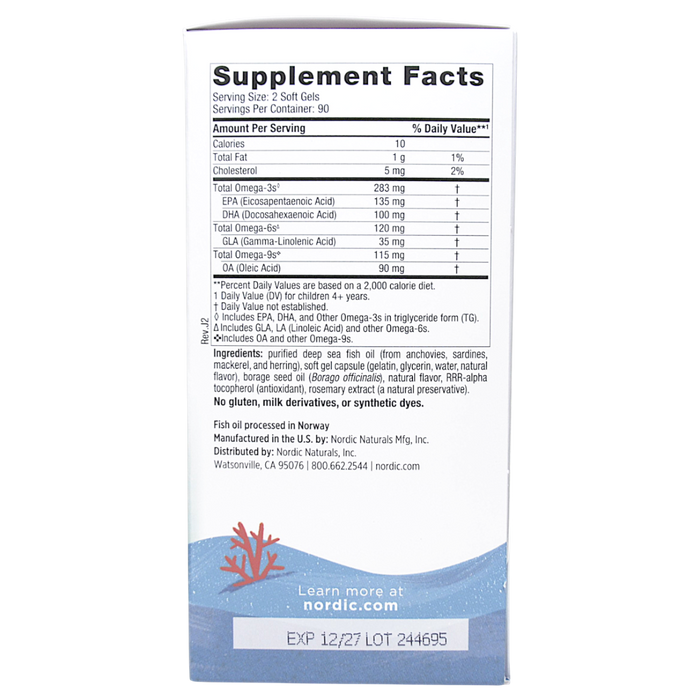 Nordic Naturals' Complete Omega Junior 180 mini softgels Supplement Facts