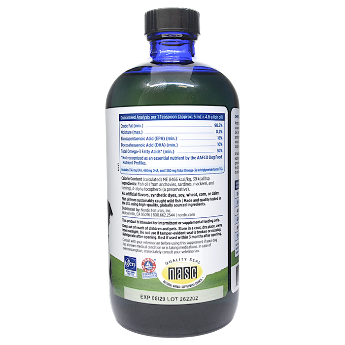 Nordic Naturals' Omega-3 Pet 16 fl oz Supplement Facts
