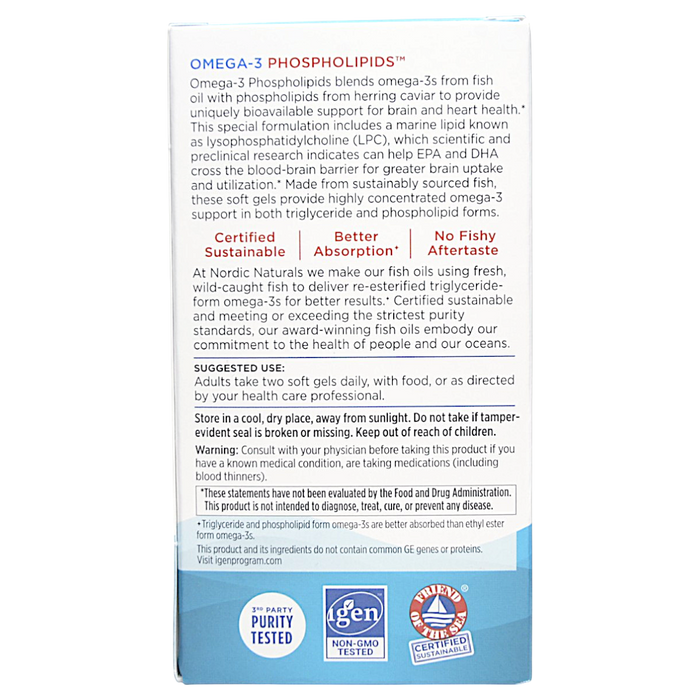 Nordic Naturals' Omega-3 Phospholipids 60 softgels Suggested Use