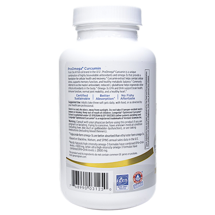Nordic Naturals' ProOmega Curcumin 90 softgels Suggested Use