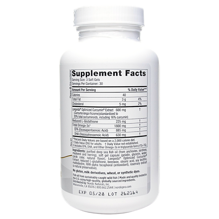 Nordic Naturals' ProOmega Curcumin 90 softgels Supplement Facts