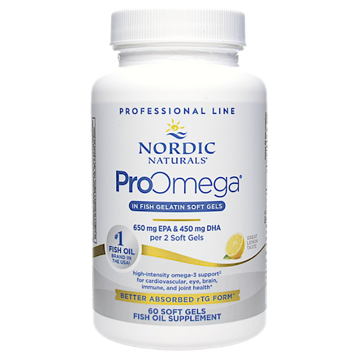 Bottle of Nordic Naturals' ProOmega in Fish Gelatin 60 softgels