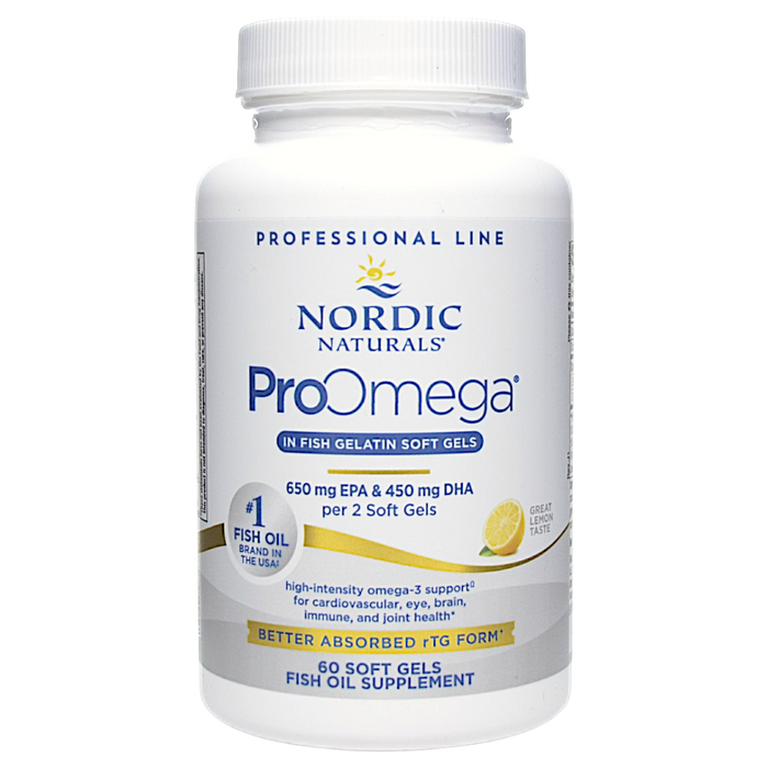 Bottle of Nordic Naturals' ProOmega in Fish Gelatin 60 softgels