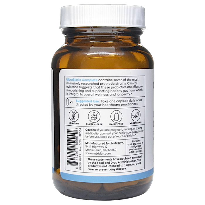 NutriDyn's UltraBiotic Complete 60 Capsules Suggested Use