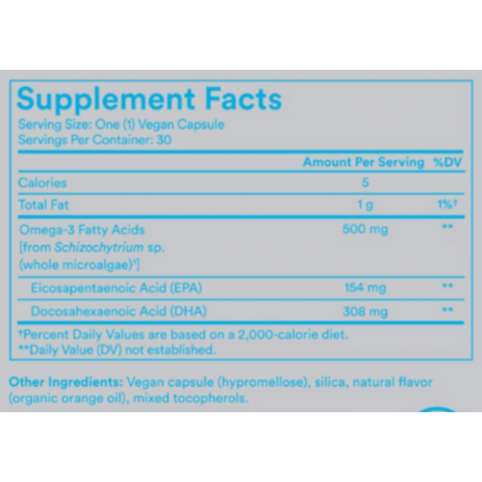 Omega-3 DHA & EPA 30 Capsules by Ritual supplement facts label
