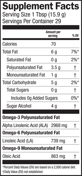 Omega-3 Vegan Blackberry Smoothie 16 fl oz by Barlean's Organic Oils Supplement Facts label
