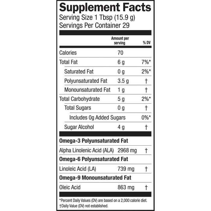 Omega-3 Vegan Blackberry Smoothie 16 fl oz by Barlean's Organic Oils Supplement Facts label