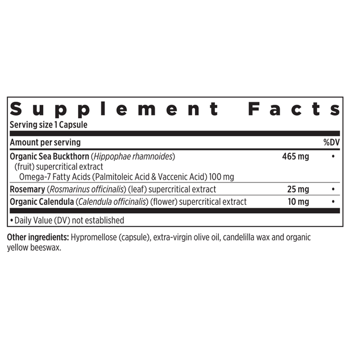 Omega 7 60 Capsules by New Chapter supplement facts label