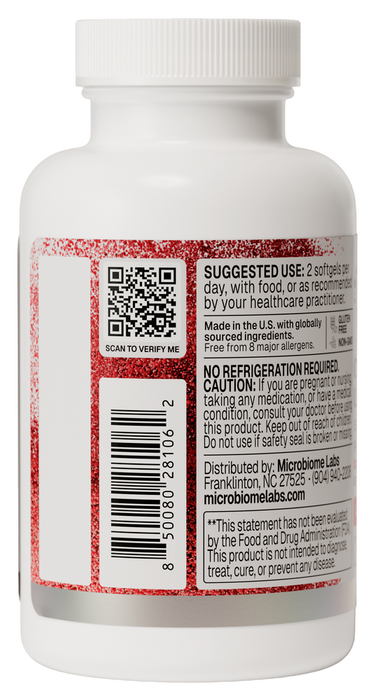Omega Ultra SPM 60 Softgels by Microbiome Labs information label
