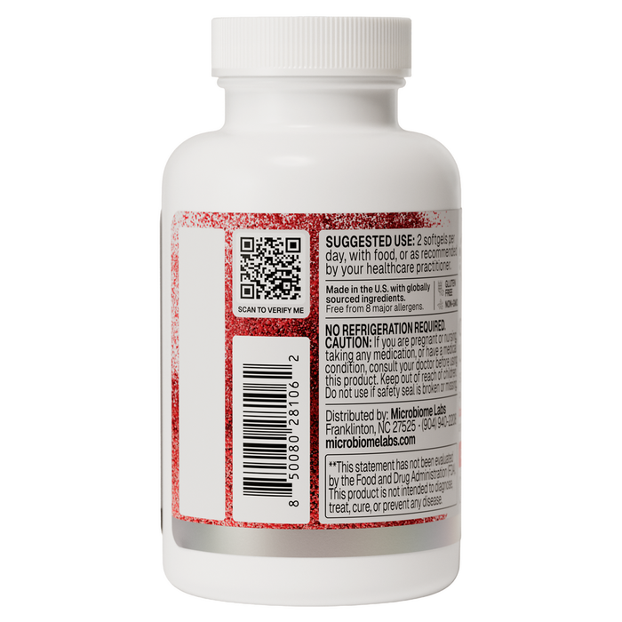 Omega Ultra SPM 60 Softgels by Microbiome Labs information label
