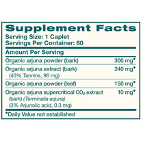 Organic Arjuna 60 Caplets by Himalaya Wellness supplement facts label

