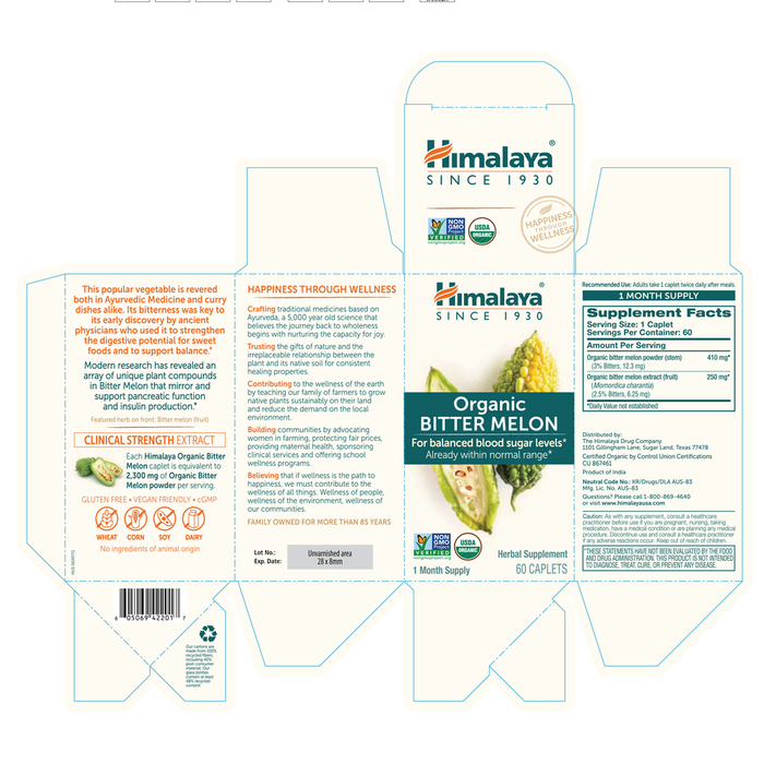 Organic Bitter Melon 60 Caplets by Himalaya Wellness information label
