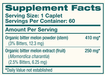 Organic Bitter Melon 60 Caplets by Himalaya Wellness supplement facts label

