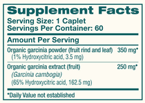 Organic Garcinia 60 Caplets by Himalaya Wellness supplement facts label

