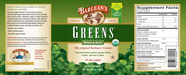 Organic Greens 240 grams by Barlean's Organic Oils recommendations and supplement facts label