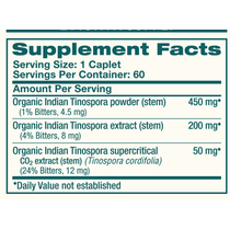 Organic Guduchi 60 Caplets by Himalaya Wellness supplement facts label
