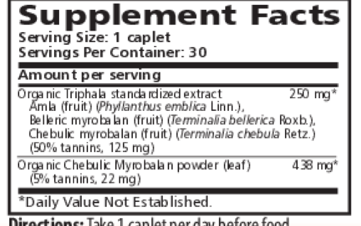 Organic Triphala by Himalaya Wellness supplement facts
 