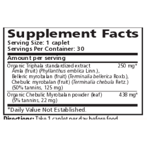 Organic Triphala by Himalaya Wellness supplement facts
 