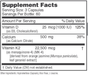 Osteo-K 180 Capsules by NBI Supplement Facts Label