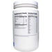 Supplement container with nutritional information on a white background