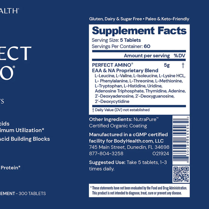 PerfectAmino BodyHealth Coated 300 Supplement Facts