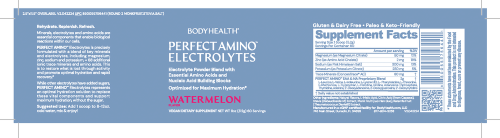 Perfect Amino Electrolytes Watermelon 60 servings supplement facts label