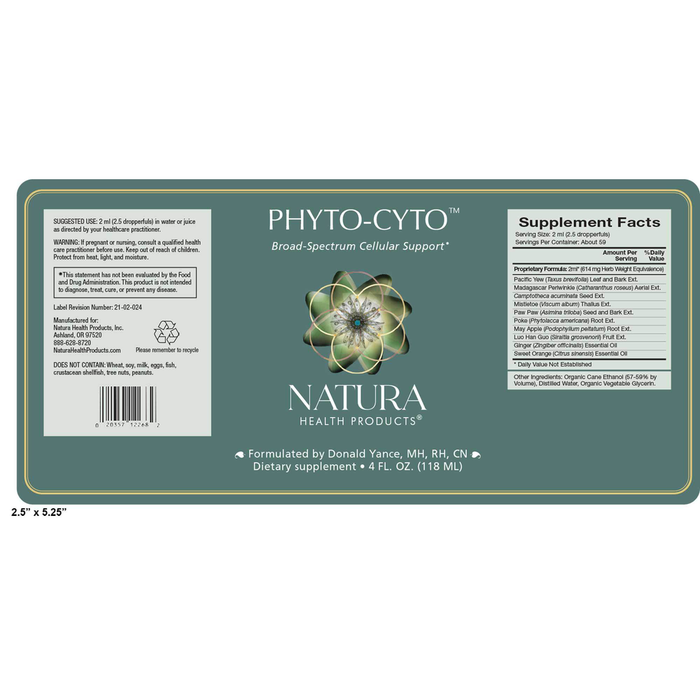 Phyto-Cyto 59 Servings by Natura Health Products Supplement Facts Label