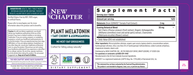 Plant Melatonin + Tart Cherry & Ashwagandha 30 Tablets by New Chapter information label