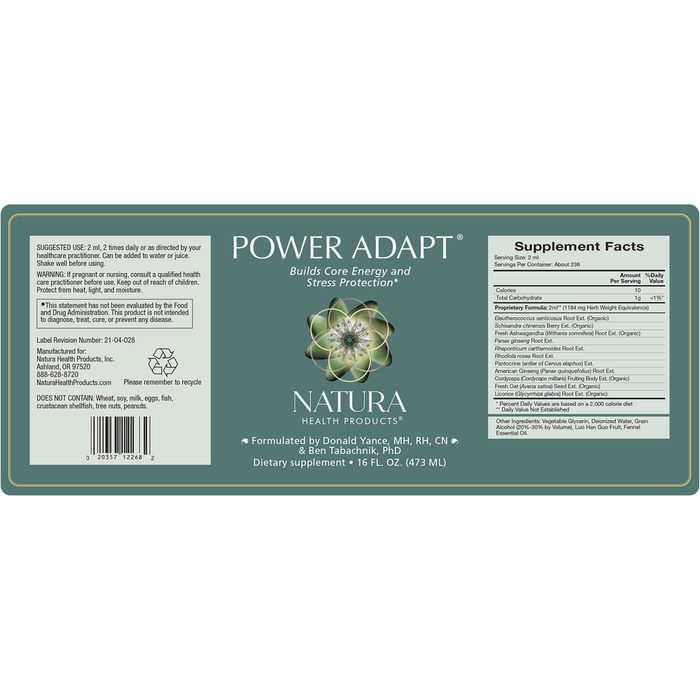 Power Adapt® Liquid by Natura Health Products 16 fl oz supplement facts
