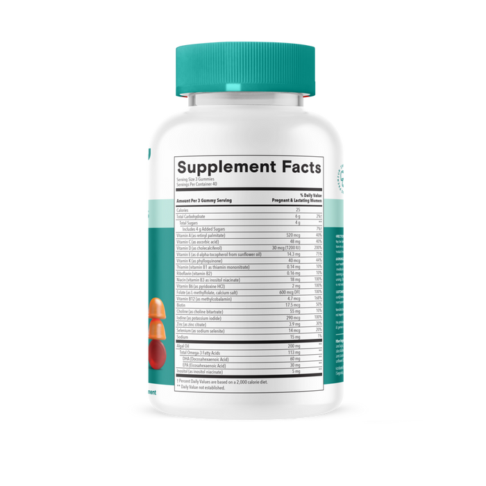 Prenatal Plus Multi & Omegas by SmartyPants Vitamins 120 supplement facts label
