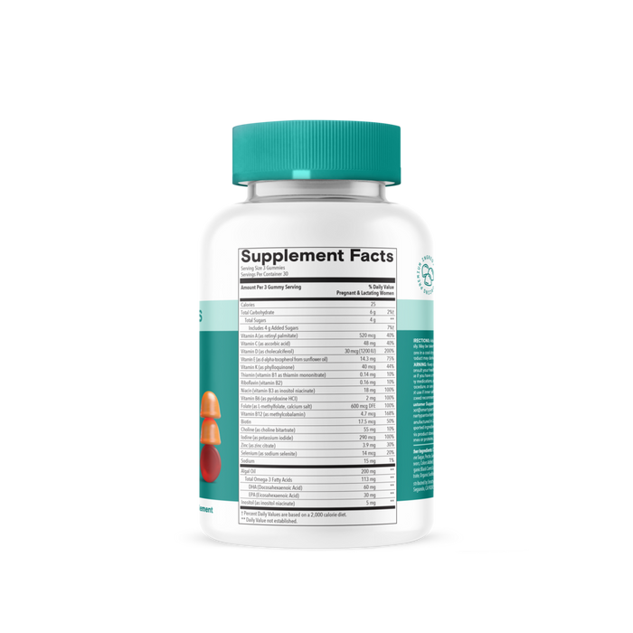 Prenatal Plus Multi & Omegas by SmartyPants Vitamins 90 supplement facts label

