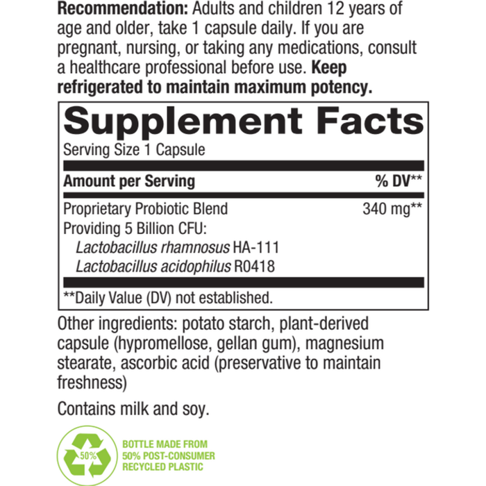 Nature's Way, Primadophilus Probiotic Supplement Facts