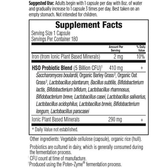 Primal Defense Ultra by Garden of Life 180 ct supplement facts label