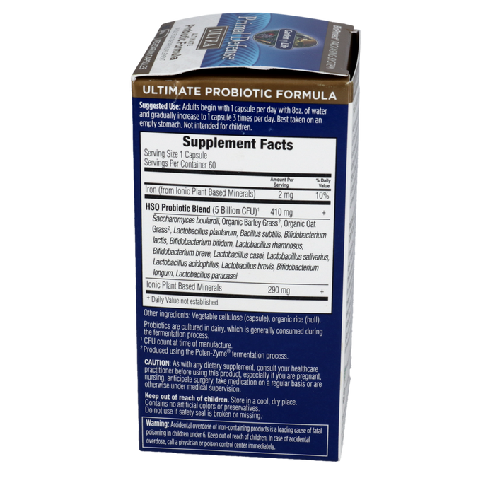 Primal Defense Ultra by Garden of Life 60 ct supplement facts label