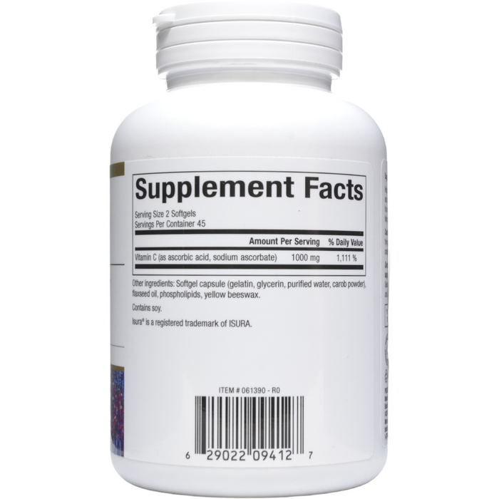 Supplement Facts Liposomal Vitamin C 1000 mg 90 softgels