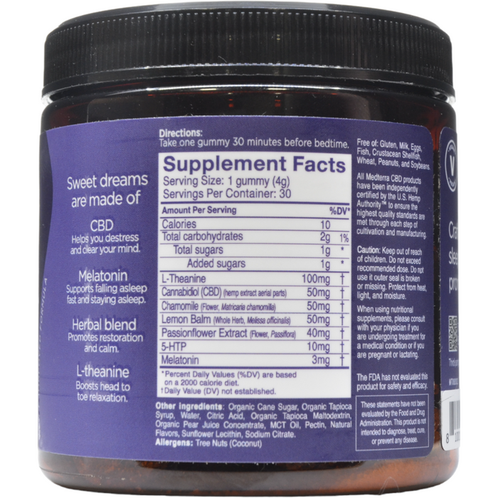 Supplement Facts Sleep Tight Gummies 50 mg 30 ct