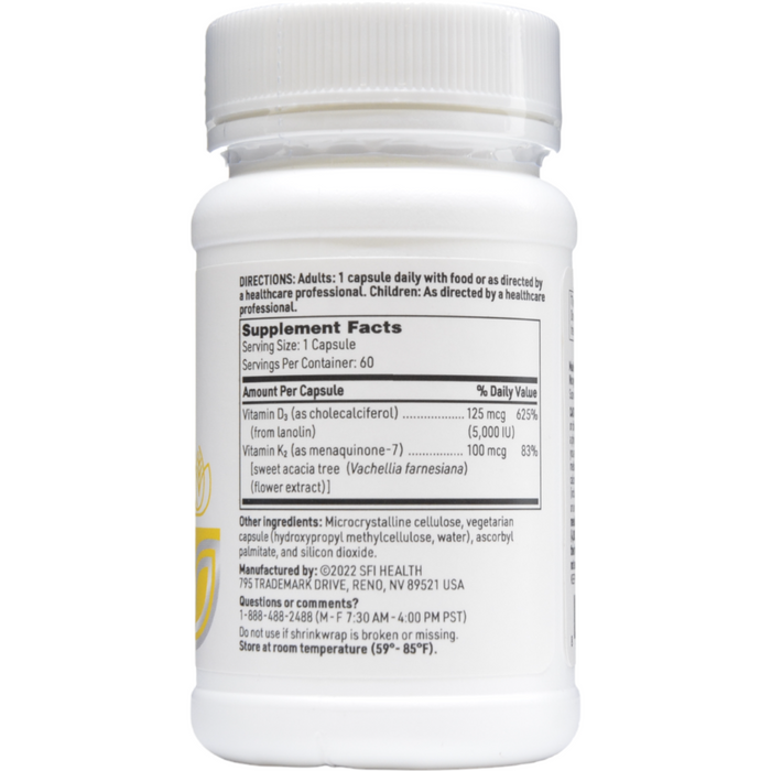 Supplement Facts Vitamin D Plus K 60 vcaps