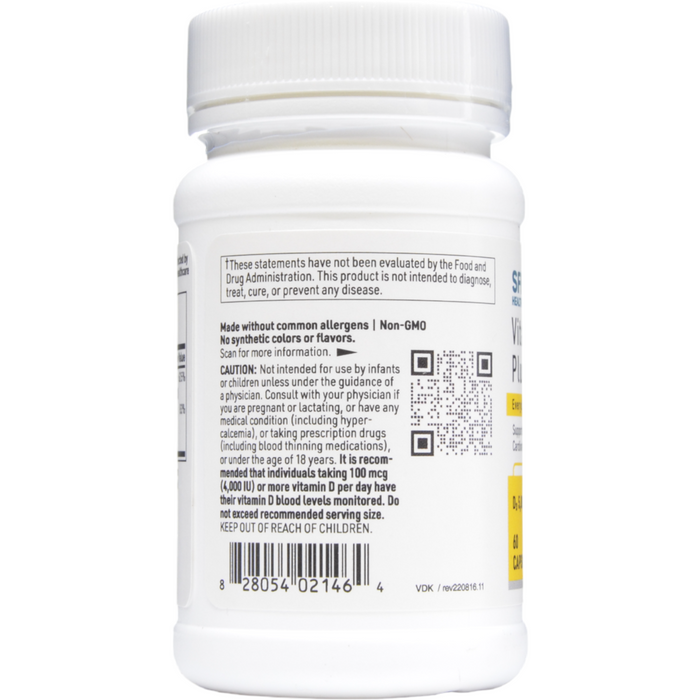 Warnings Vitamin D Plus K 60 vcaps