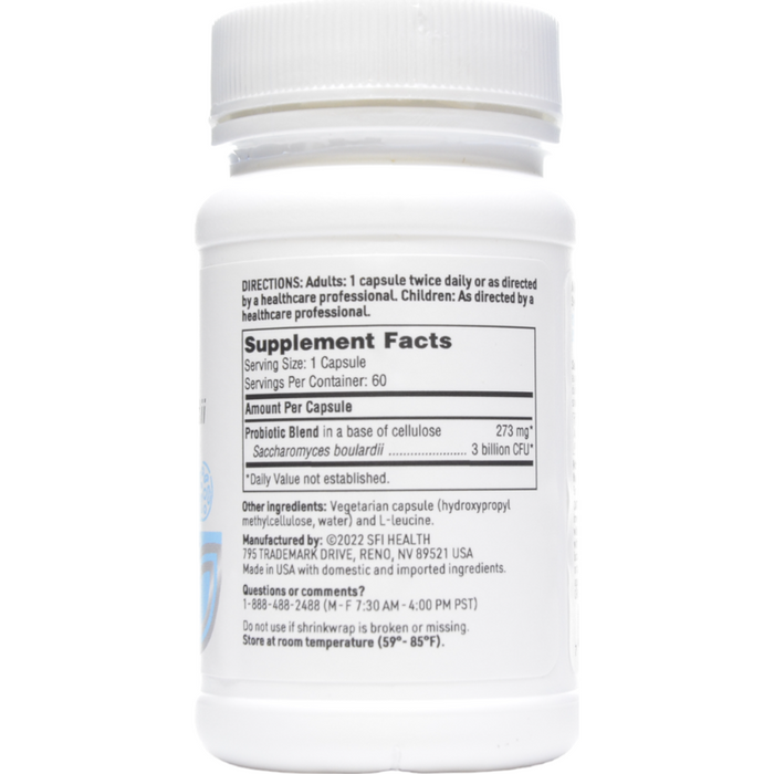 Supplement Facts Ther-Biotic Saccharomyces Boulardii 60 caps