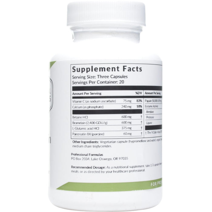 Supplement Facts Bromelain Papain 60 caps
