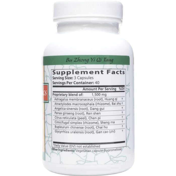 Supplement Facts Bu Zhong Yi Qi Tang 120 capsules