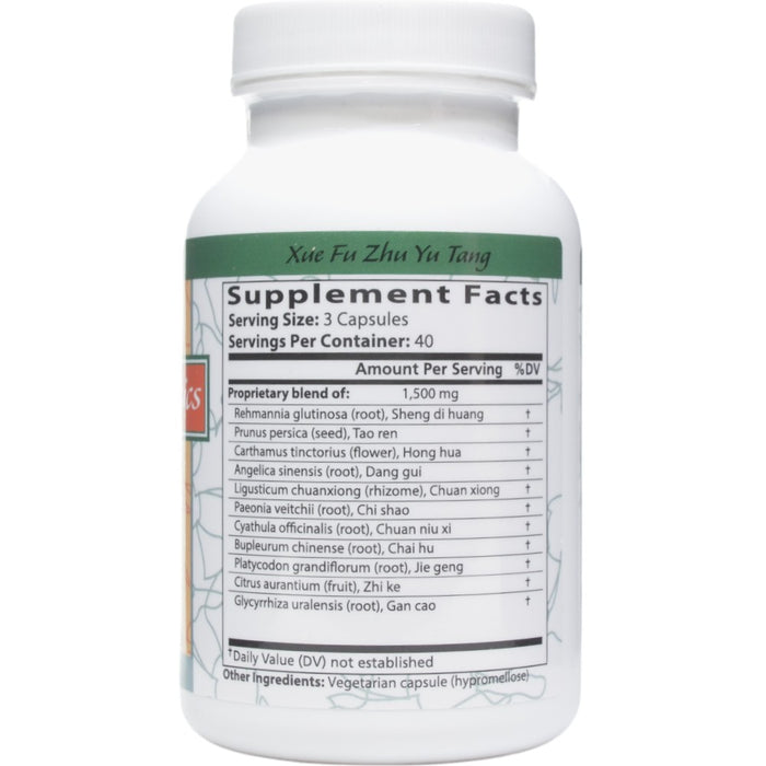 Supplement Facts Xue Fu Zhu Yu Tang 120 Capsules