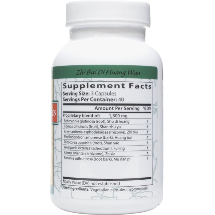 Supplement Facts Zhi Bai Di Huang Wan 120 Capsules