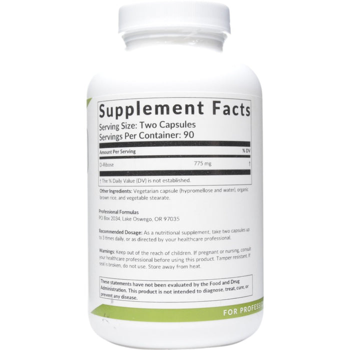 Supplement Facts D-Ribose 180 caps