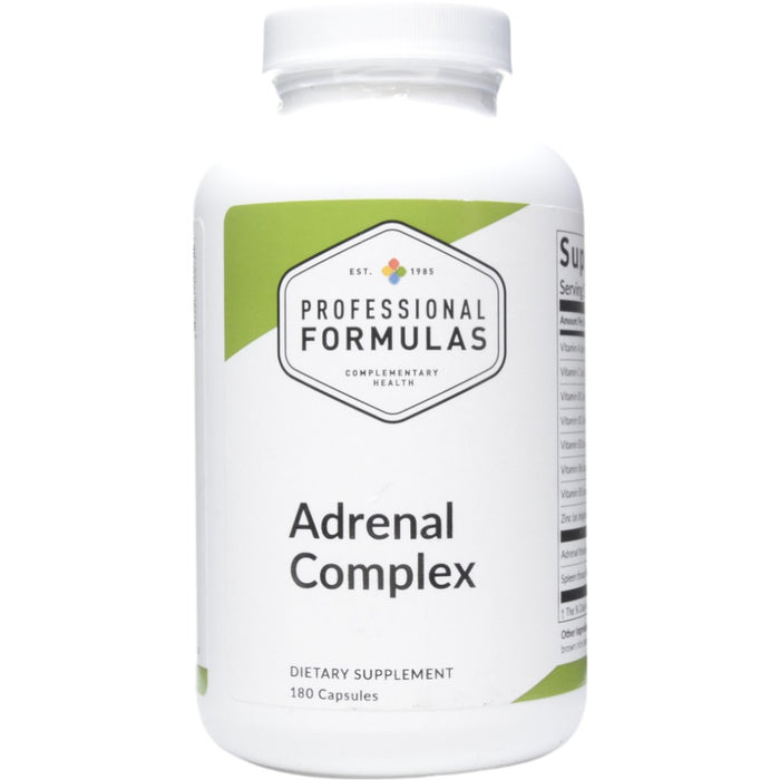 Supplement bottle labeled 'Adrenal Complex' by Professional Formulas on a white background